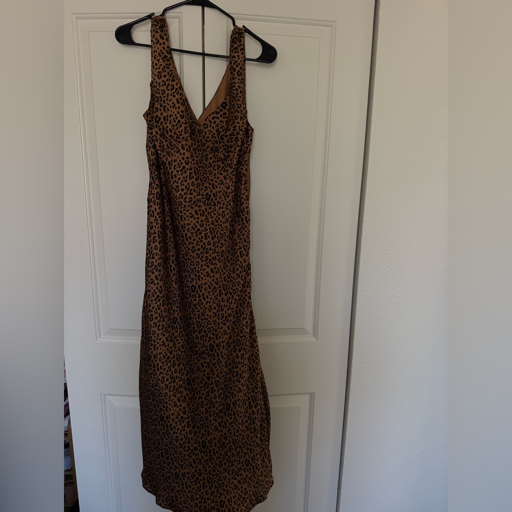 American Eagle Outfitters Brown Leopard Backless Dress